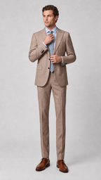 ExecutiveWarm Insulated Wool Suit – Half-Canvas Formal Structure in Oatmeal