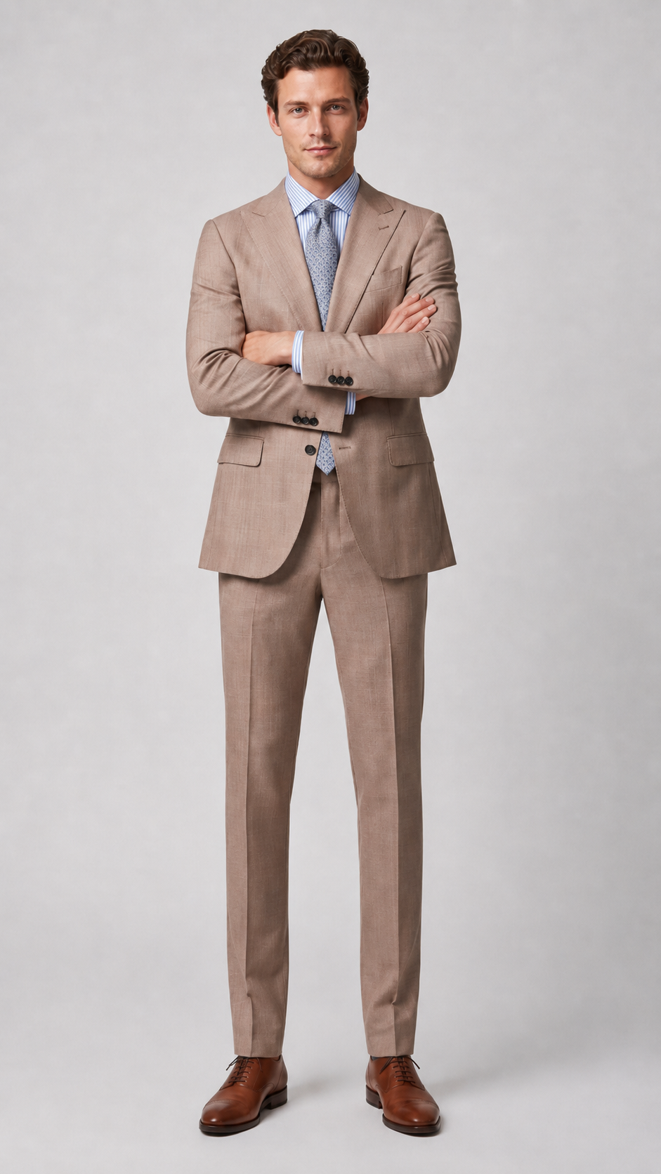 ExecutiveWarm Insulated Wool Suit – Half-Canvas Formal Structure in Oatmeal