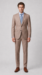 ExecutiveWarm Insulated Wool Suit – Half-Canvas Formal Structure in Oatmeal