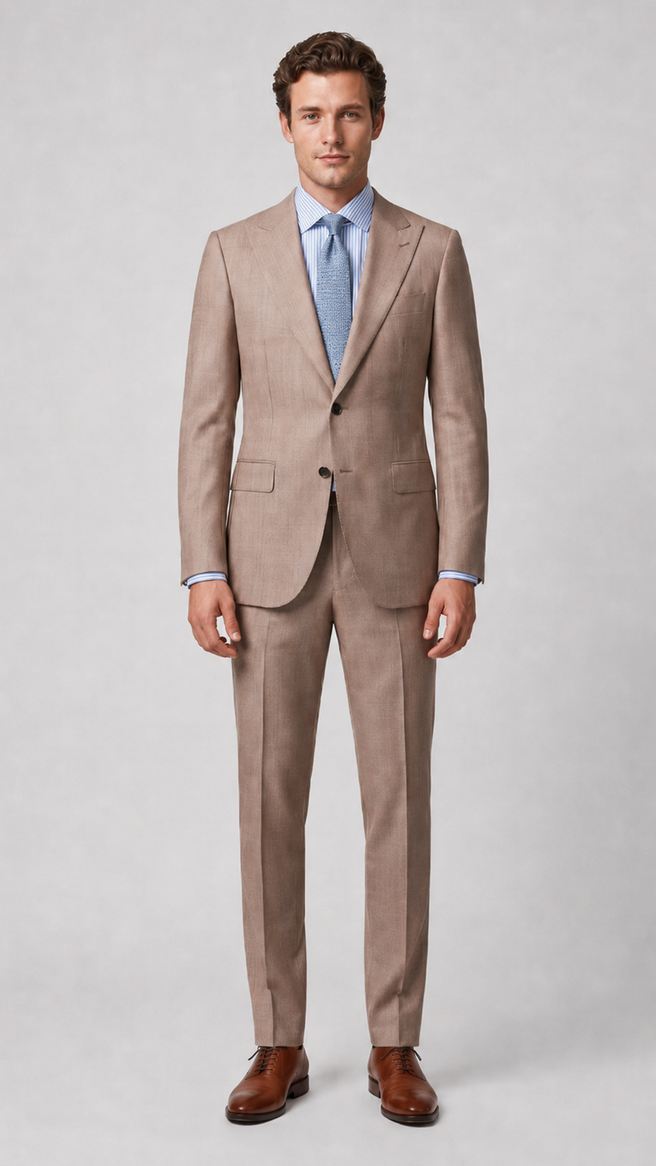 ExecutiveWarm Insulated Wool Suit – Half-Canvas Formal Structure in Oatmeal