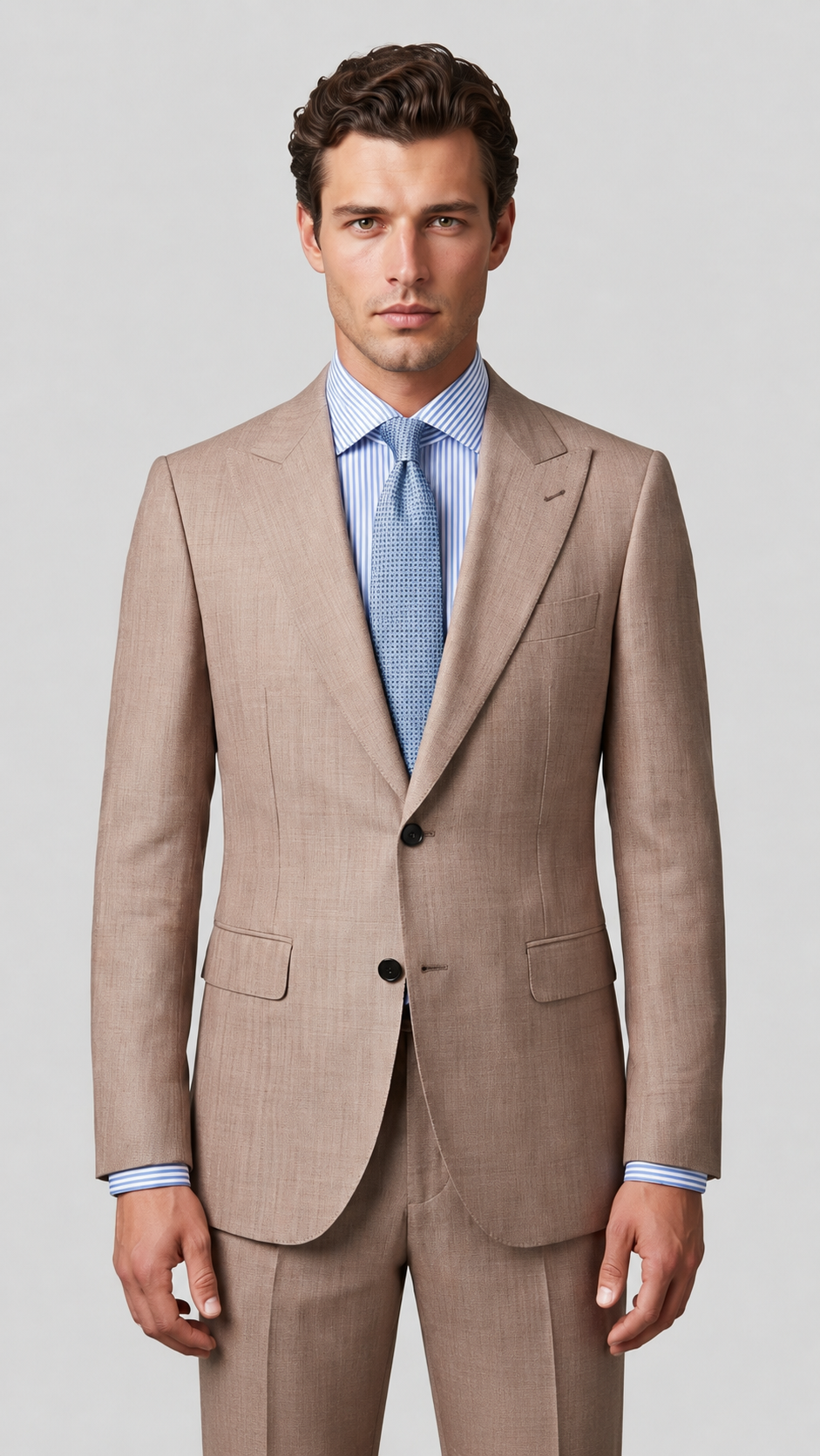 ExecutiveWarm Insulated Wool Suit – Half-Canvas Formal Structure in Oatmeal
