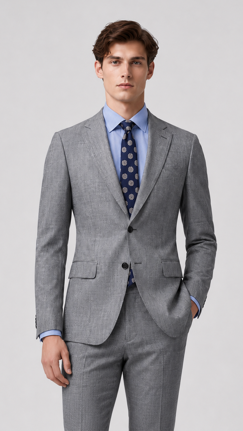 PrestigeLine Luxury Wool Suit – Double-Twist, Half-Canvas Structure