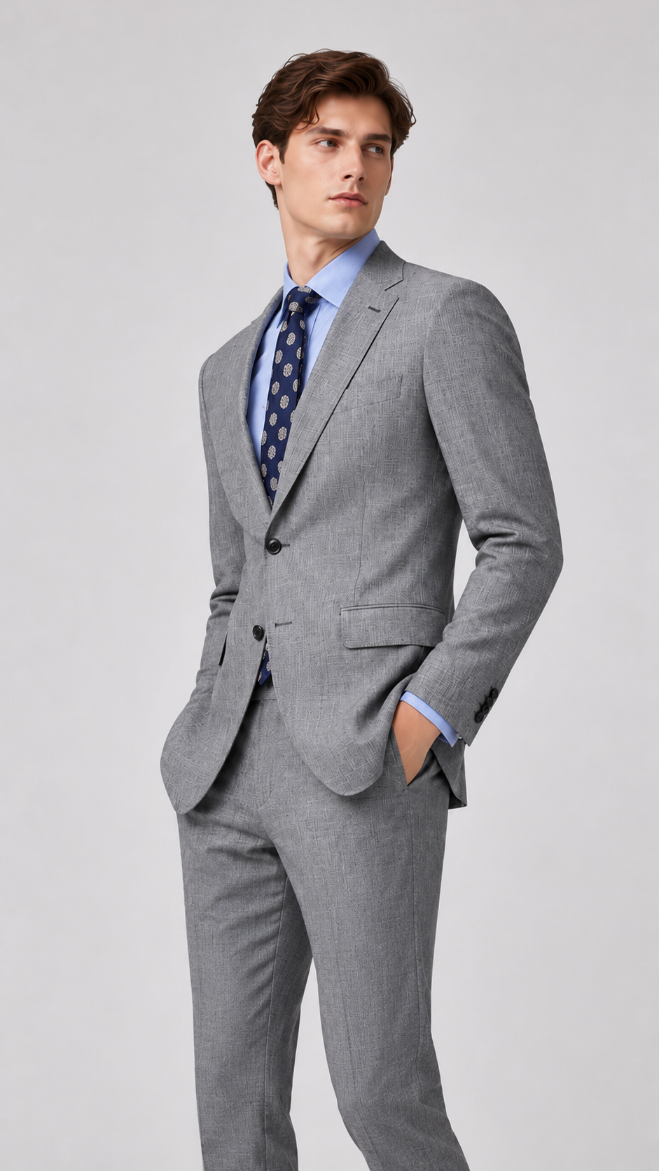 PrestigeLine Luxury Wool Suit – Double-Twist, Half-Canvas Structure